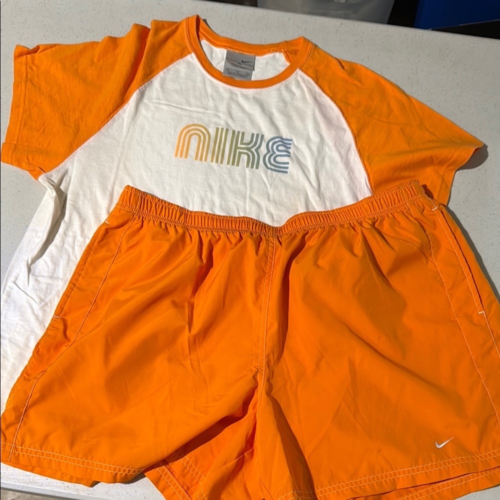 Nike Orange and White Track shorts